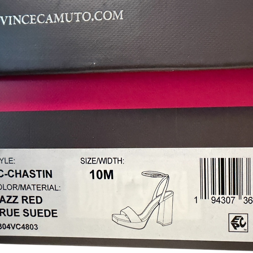 Vince Camuto Chastin Razz Red Suede Block Platform Heel Sandals | Size 10 | - Picture 7 of 8